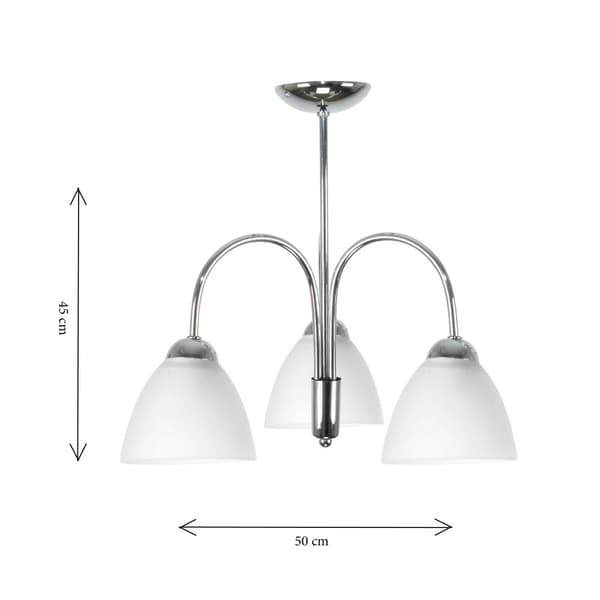 Krom loftlampe med hvid skærm DANTE 7-232