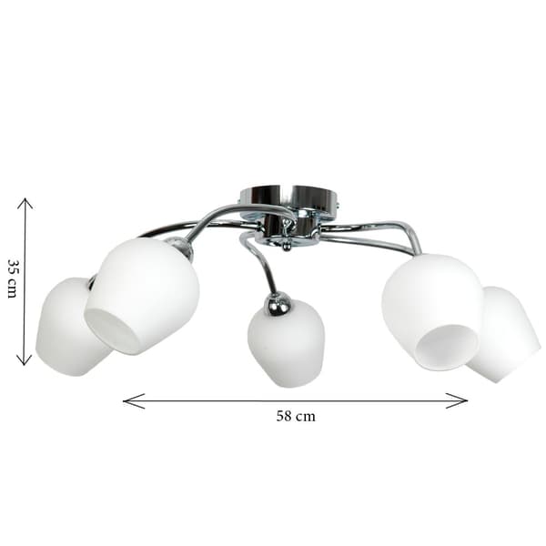 Loftlampe krom lampeskærm hvid GLEN 7-290