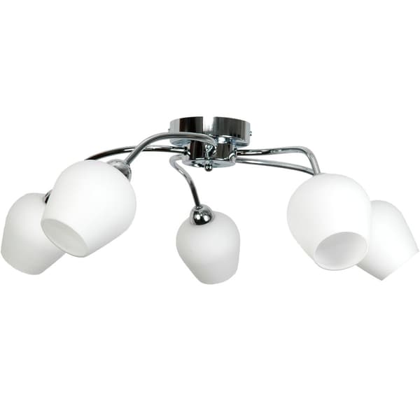 Loftlampe krom lampeskærm hvid GLEN 7-290