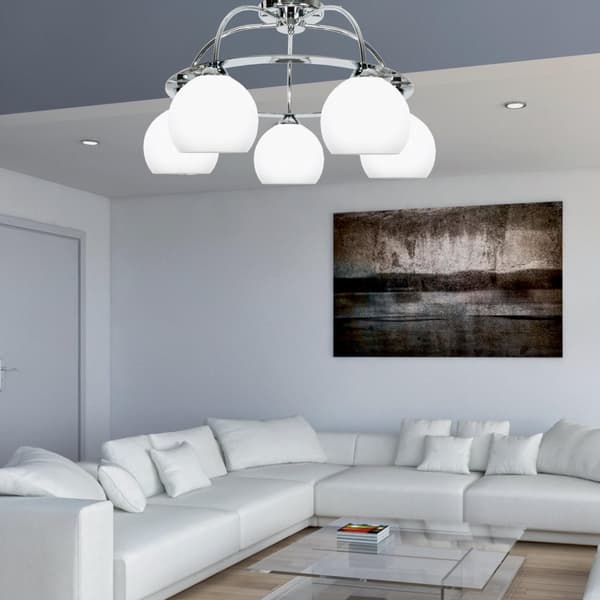 Loftlampe krom sølv lampeskærm GUANTA 14-530