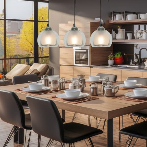 Svart modern pendellampa med glasskärm BENARIVO 14-482