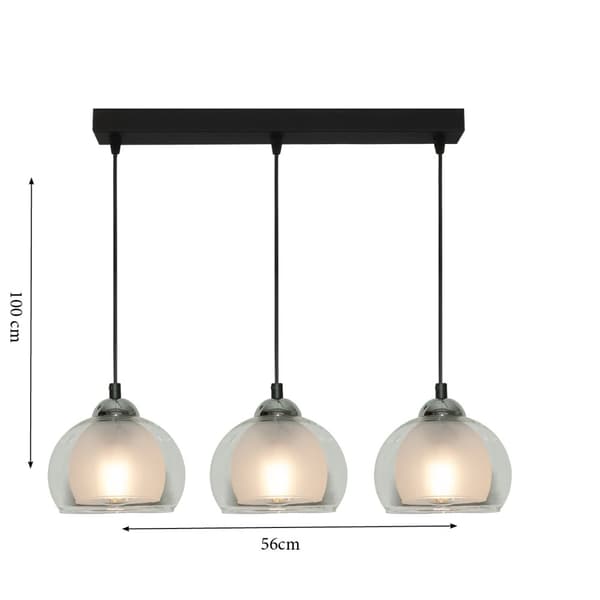 Svart modern pendellampa med glasskärm BENARIVO 14-482