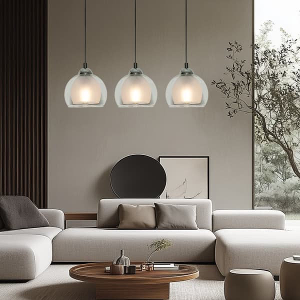 Svart modern pendellampa med glasskärm BENARIVO 14-482