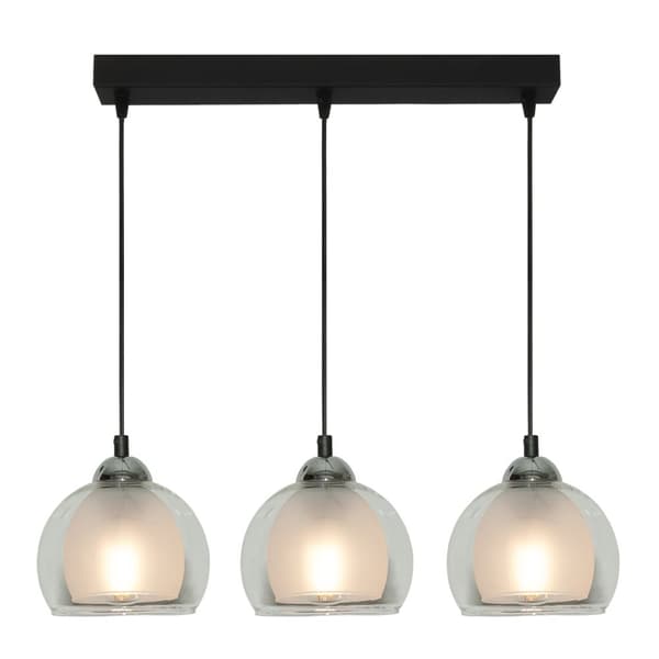 Svart modern pendellampa med glasskärm BENARIVO 14-482
