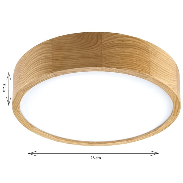 Taklampa trä ek vitt glas KANTE 14-426/A9