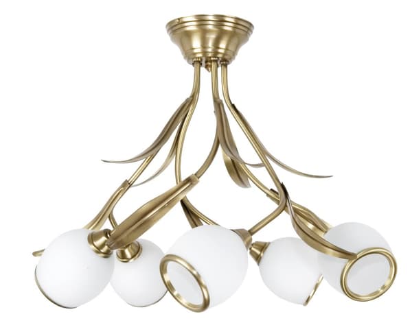 Loftlampe med patina glasskærm, hvid ramme, MARKOS WHITE 150B