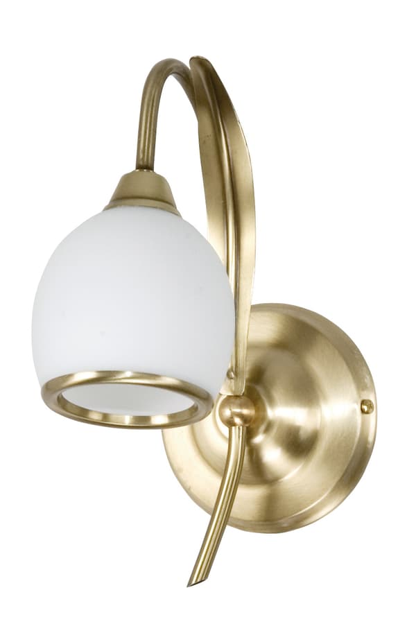 Vägglampa patina cremefärgad glasskärm MARKOS WHITE 113B