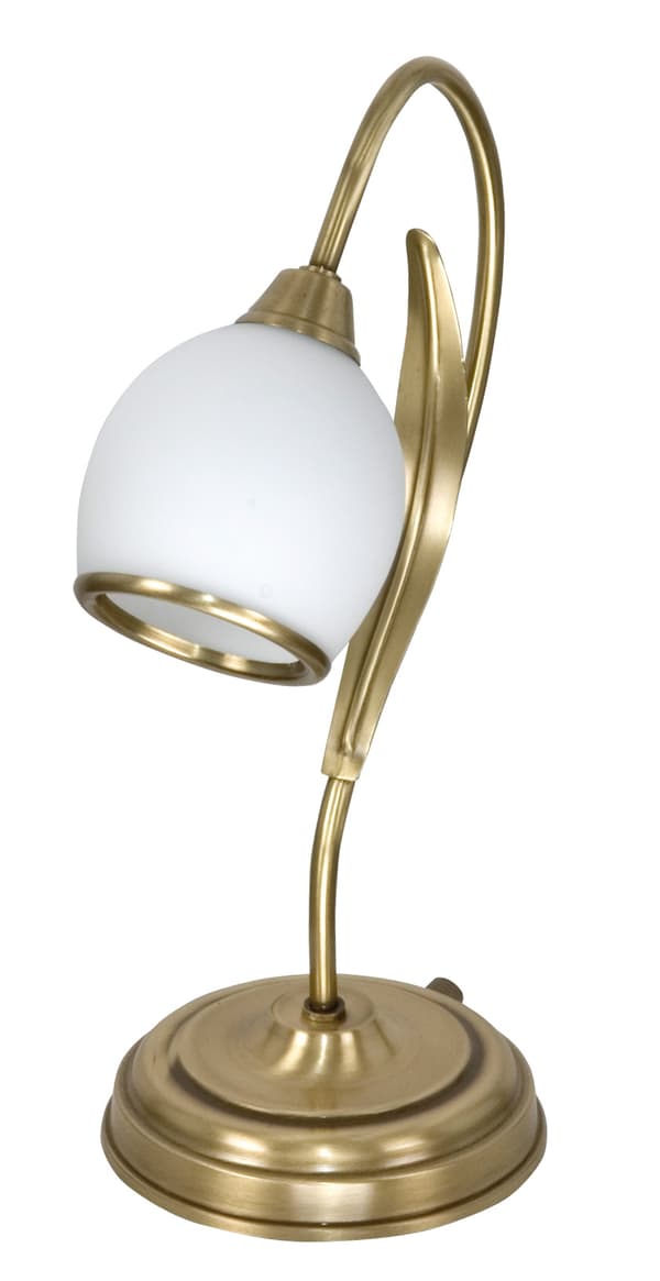 Patina bordslampa, vit lampskärm, MARKOS WHITE 116B
