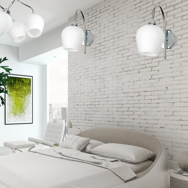 Krom vägglampa, vit skärm, GLEN 7-293