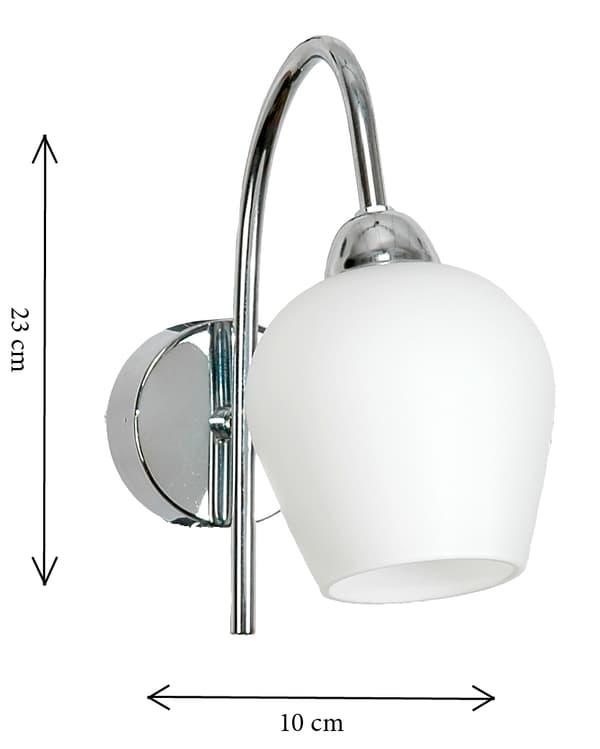 Krom vägglampa, vit skärm, GLEN 7-293