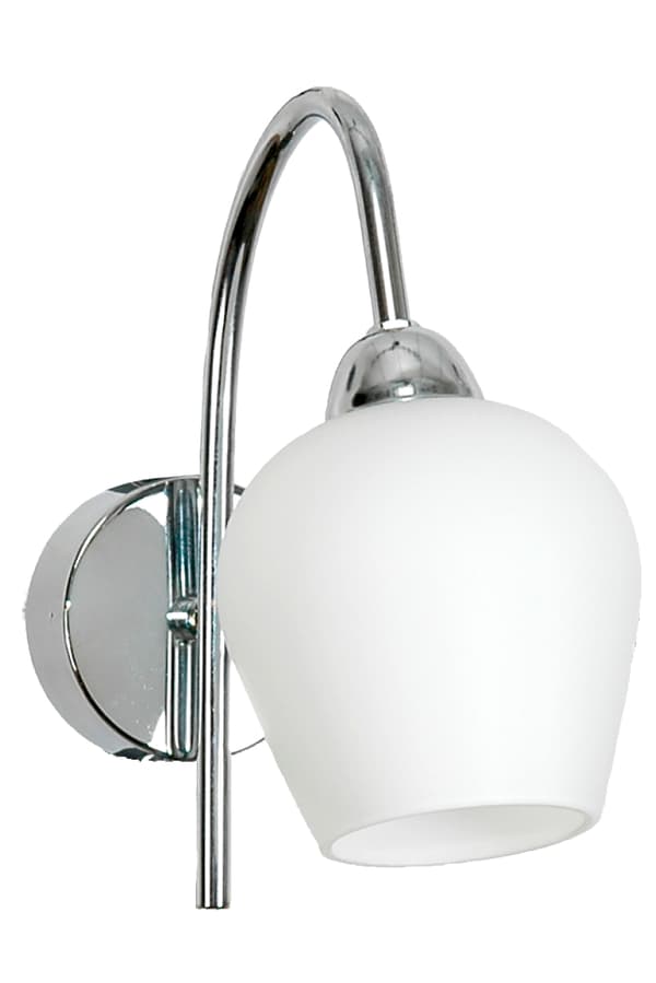 Krom vägglampa, vit skärm, GLEN 7-293