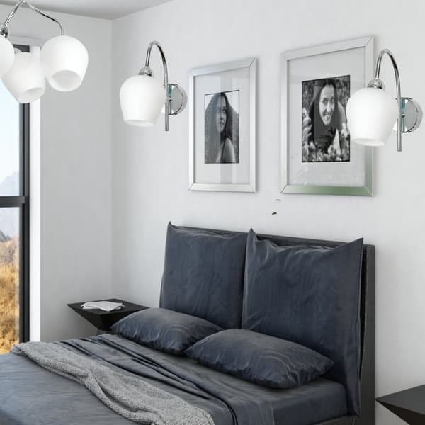 Krom vägglampa, vit skärm, GLEN 7-293