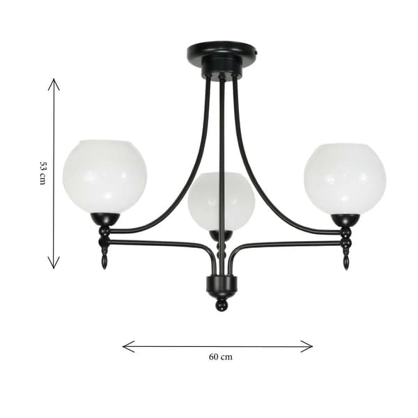 Hvid loftslampe med sort skærm BORIS 14-712