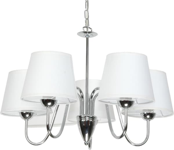 Krom pendellampa, ljuskrona, vit lampskärm, DAGMA 14-730