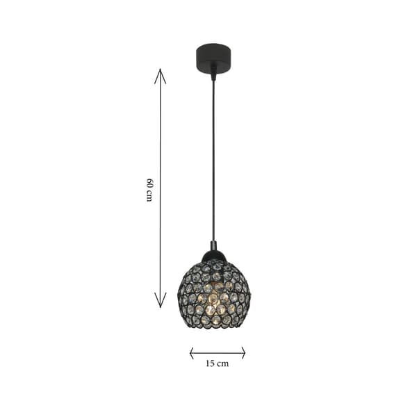 Sort loftslampe med krystalskærm KLAUDIUSZ 14-745