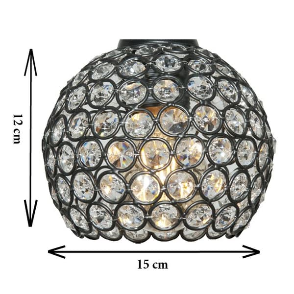 Sort loftslampe med krystalskærm KLAUDIUSZ 14-745