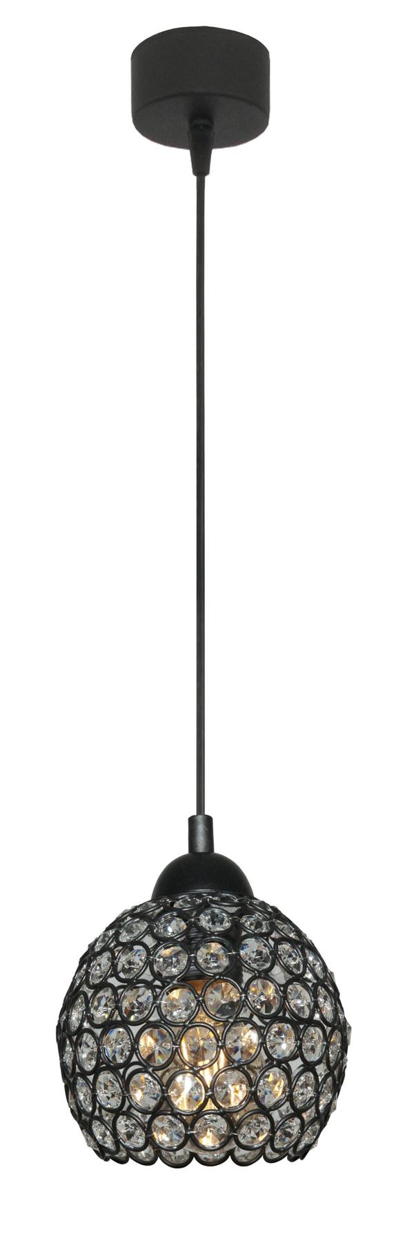 Sort loftslampe med krystalskærm KLAUDIUSZ 14-745