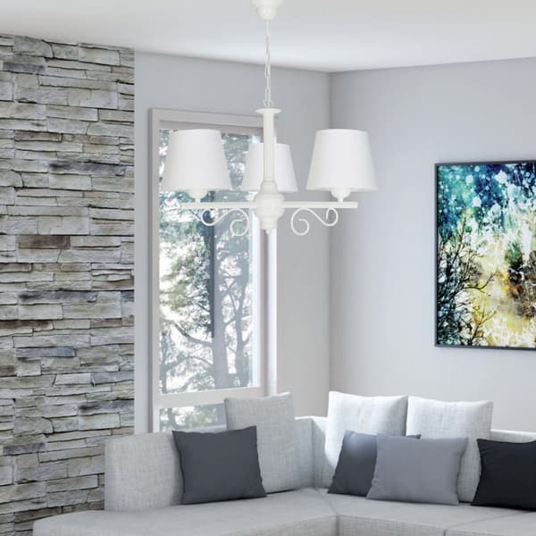 Hängande taklampa vit gammalguld lampskärm vit NOMADA 14-752