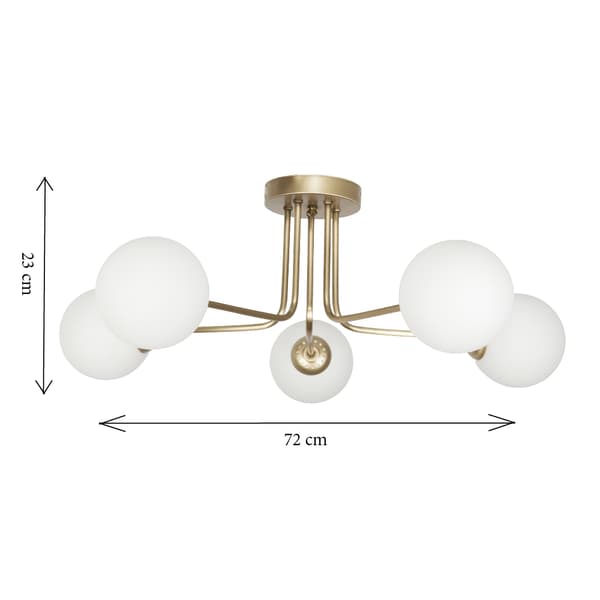Loftlampe, guldskærm, glaskugler, COMO GOLD 14-810