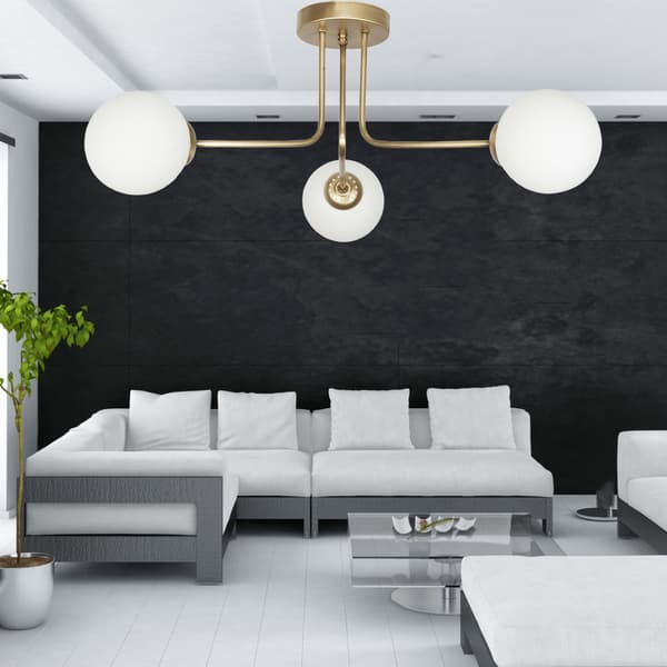 Loftlampe, guldskærm, glaskugler, COMO GOLD 14-812