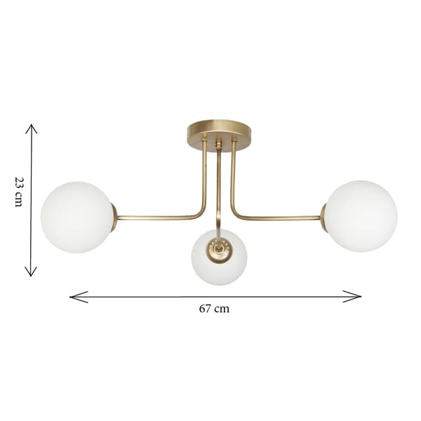 Loftlampe, guldskærm, glaskugler, COMO GOLD 14-812