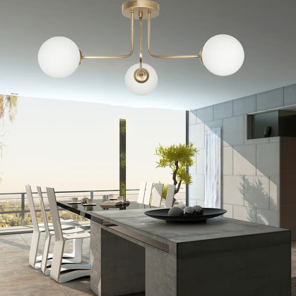 Loftlampe, guldskærm, glaskugler, COMO GOLD 14-812