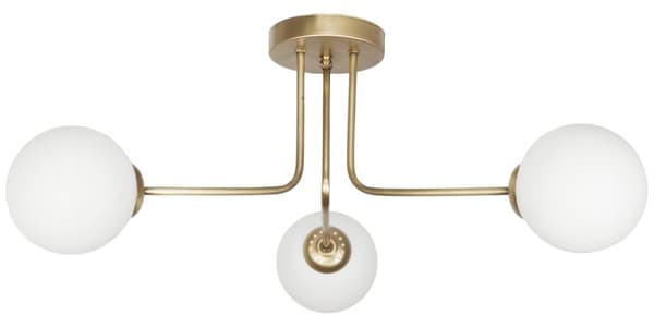 Loftlampe, guldskærm, glaskugler, COMO GOLD 14-812