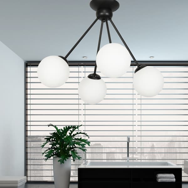 Loftlampe med sort skærm og glaskugler LINDOS 14-851