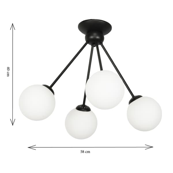 Loftlampe med sort skærm og glaskugler LINDOS 14-851