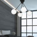 Miniatyrbillede 2 af 6: Loftlampe med sort skærm og glaskugler LINDOS 14-851