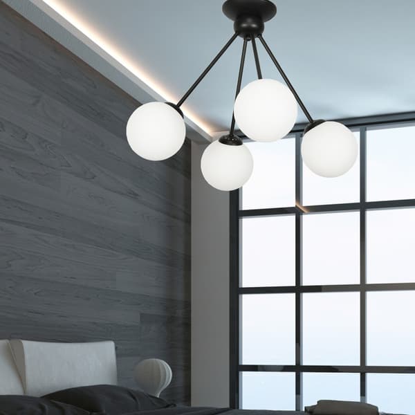 Loftlampe med sort skærm og glaskugler LINDOS 14-851