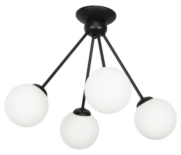 Loftlampe med sort skærm og glaskugler LINDOS 14-851