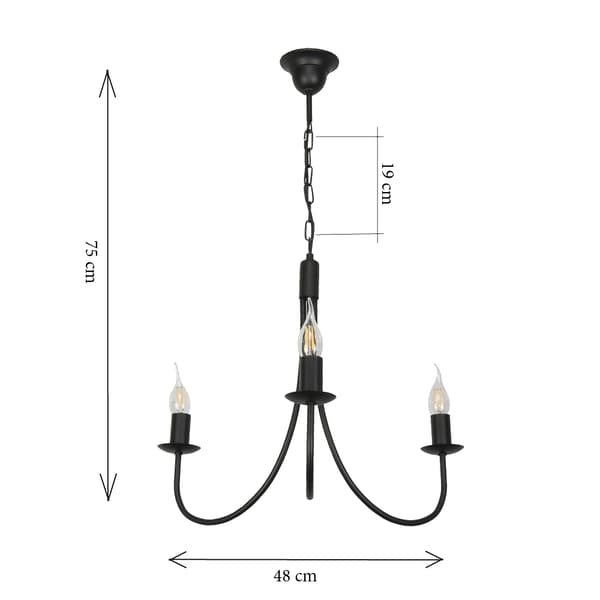 Traditionell taklampa, ljusstake, svart, LUMEN NEGRO 14-882