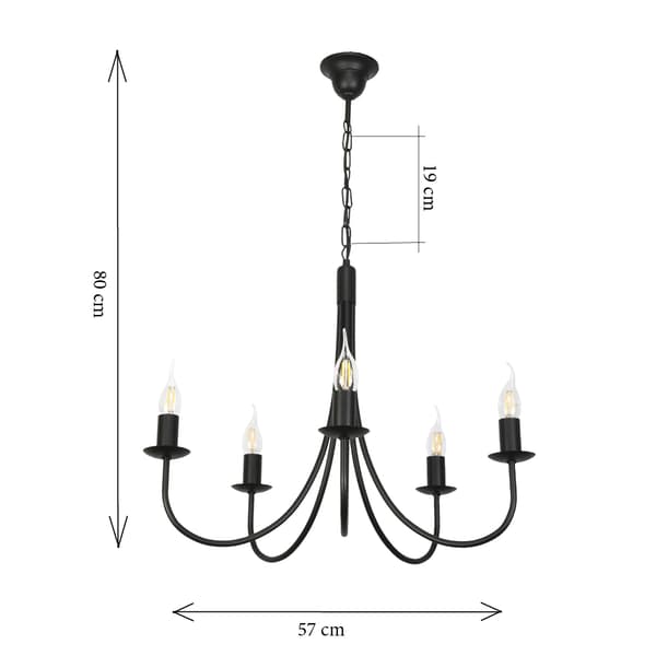 Traditionell taklampa, ljusstake, svart, LUMEN NEGRO 14-880