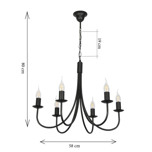 Traditionell taklampa, ljusstake, svart, LUMEN NEGRO 14-886