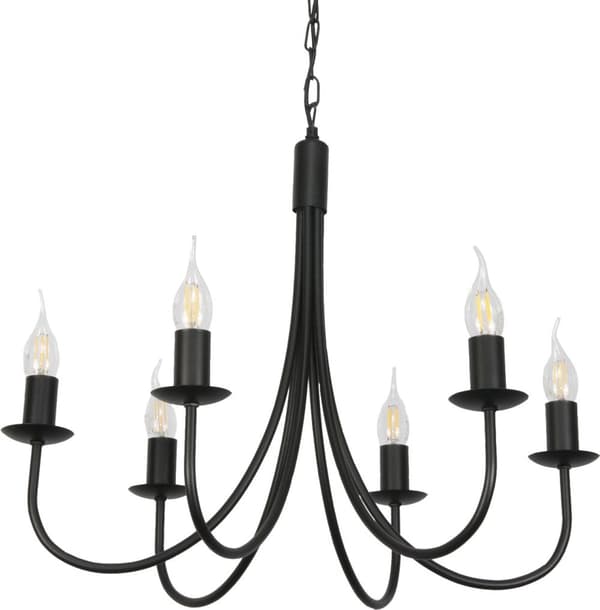Traditionell taklampa, ljusstake, svart, LUMEN NEGRO 14-886