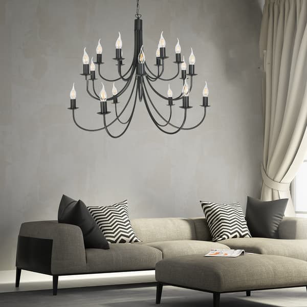 Traditionell taklampa med hängande ljuskrona svart LUMEN NEGRO 14-880/18