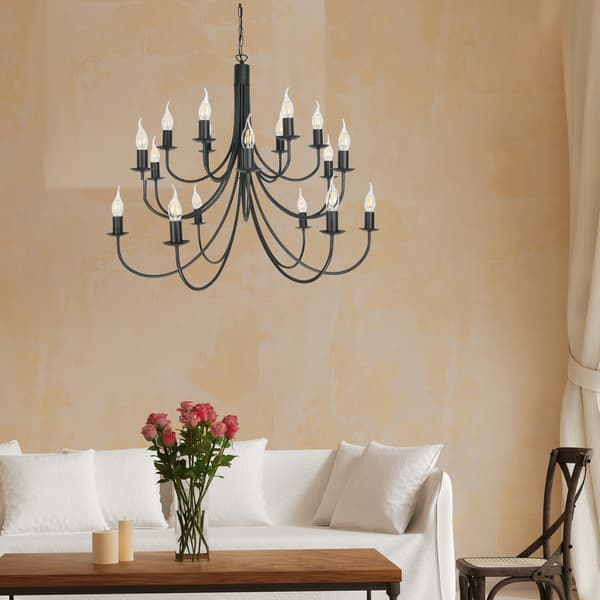 Traditionell taklampa med hängande ljuskrona svart LUMEN NEGRO 14-880/18