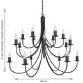 Miniatyrbild 5 av 5: Traditionell taklampa med hängande ljuskrona svart LUMEN NEGRO 14-880/18