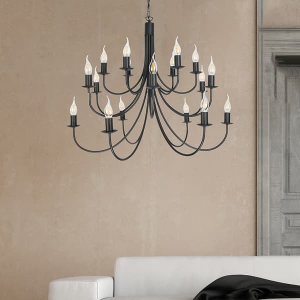 Traditionell taklampa med hängande ljuskrona svart LUMEN NEGRO 14-880/18