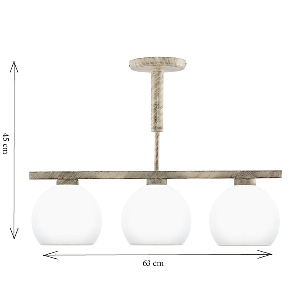 LOFTSLAMPE, PLAFON, LYKRONE, GLASSKÆRM, TETRA ECRU 9-612