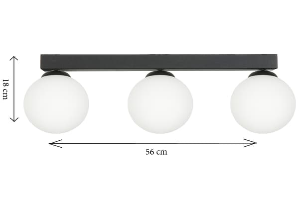 Taklampa industriell loft svart lampskärm vitt glas E14 ARIAL 13-352