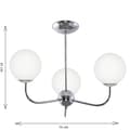 Miniatyrbillede 5 af 6: Loftlampe med hængende lysekrone, forkromet glasskærm, kugle, hvid, Patrik 13-592