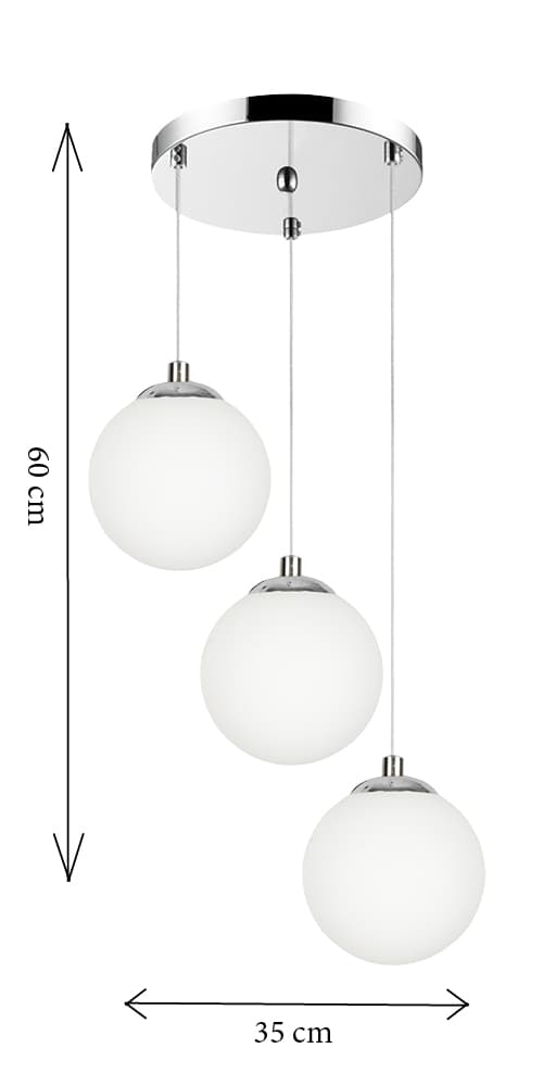 KROM LOFTHÆNGELAMPE MED GLASSKÆRM KUGLET HVID LED LEPE 13-572