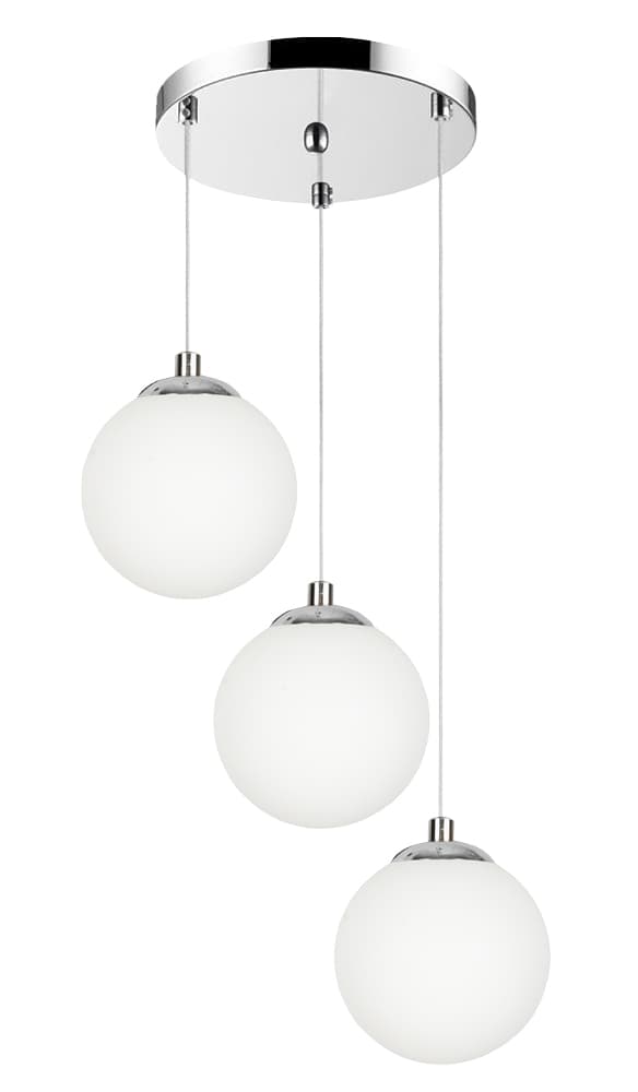 KROM LOFTHÆNGELAMPE MED GLASSKÆRM KUGLET HVID LED LEPE 13-572
