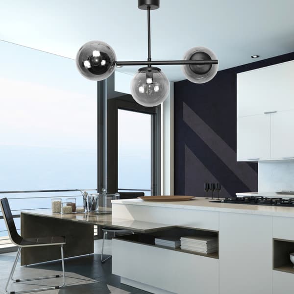 TAKHÄNGANDE LAMPA LJUSKRONOR GLASSKÄRMAR BOLLAR GRAFIT E14 LED TITAN NEGRO 14-932