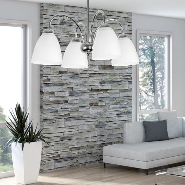 Loftlampe med kromskærm, hvid til stue BEN 7-251