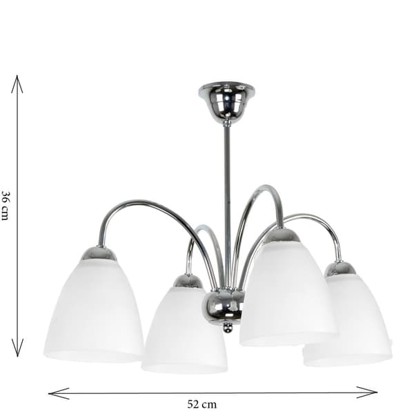 Loftlampe med kromskærm, hvid til stue BEN 7-251