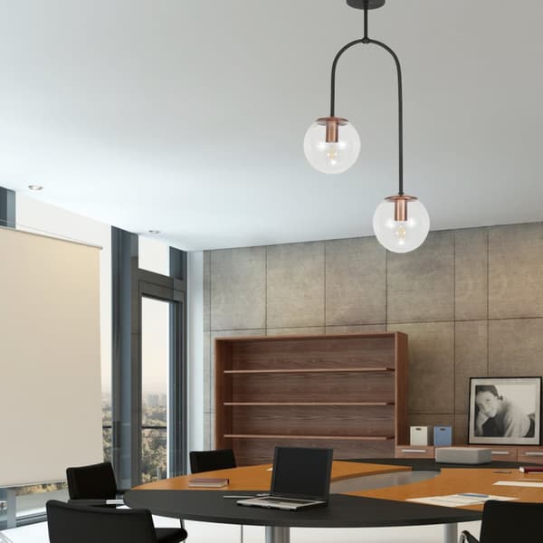 Svart hängande taklampa med glaskulskärm ASTOR 13-877