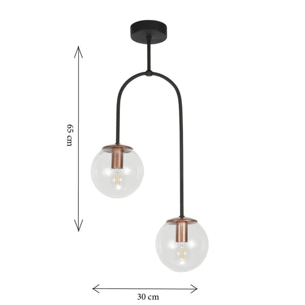Sort hængende loftslampe med glaskugleskærm ASTOR 13-877
